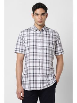 Van Heusen - Men Grey Checks Half Sleeves Shirt
