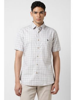 Van Heusen - Men Grey Checks Half Sleeves Shirt