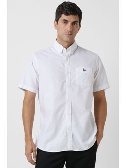 Van Heusen - Men White Solid Half Sleeves Shirt