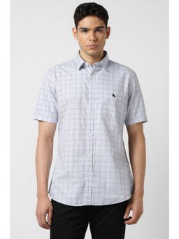 Van Heusen - Men Grey Checks Half Sleeves Shirt