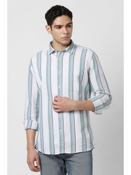 Van Heusen - Men White Stripes Full Sleeves Shirt