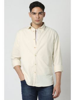 Van Heusen - Men Cream Full Sleeves Shirt