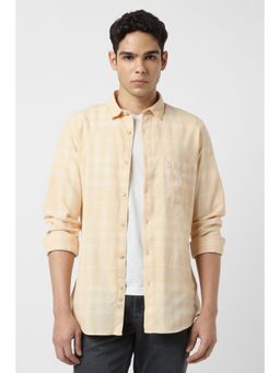Van Heusen - Men Beige Slim Fit Textured Full Sleeves Shirt