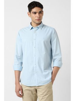 Van Heusen - Men Light Blue Solid Full Sleeves Shirt