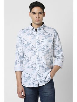 Van Heusen - Men White Print Full Sleeves Shirt