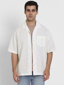 American Eagle - Men White Self Design Shirt