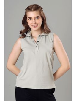NEOFAA - Exclusive Laurel Polo Sleeveless T-Shirt for Women - Grey