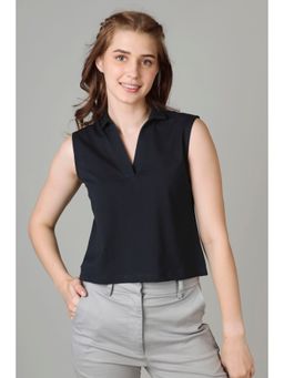NEOFAA - Exclusive Polo Sleeveless T-Shirt for Women - Navy Blue