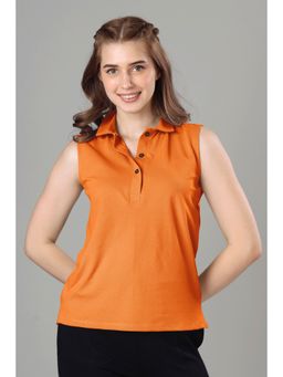 NEOFAA - Exclusive Polo Sleeveless T-Shirt for Women - Orange