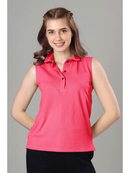 NEOFAA - Exclusive Polo Sleeveless T-Shirt for Women - Pink