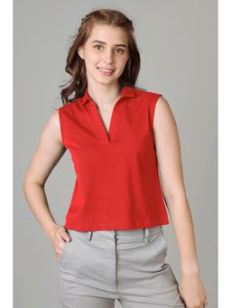 NEOFAA - Exclusive Polo Sleeveless T-Shirt for Women - Red