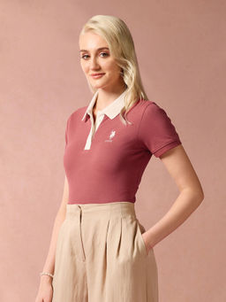 U.S. POLO ASSN. - Contrast Placket Cotton Polo T-Shirt - Pink