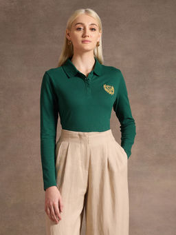 U.S. POLO ASSN. - Crest Logo Long Sleeve Polo T-Shirt - Green