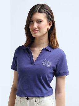 U.S. POLO ASSN. - Lurex Branding Regular Polo T-Shirt - Blue