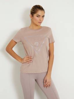 Guess - Women Printed Round Neck Short Sleeves T-Shirt - Beige