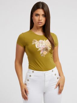 Guess - Women Printed Round Neck Short Sleeves T-Shirt - Green