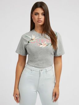 Guess - Women Printed Round Neck Short Sleeves T-Shirt - Grey