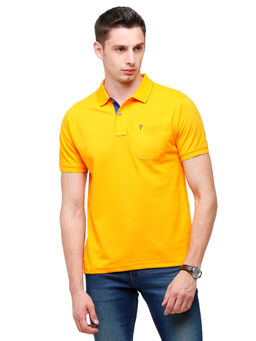 Classic Polo - Men Cotton Solid Half Sleeve Authentic Fit Polo Neck Yellow Color T-Shirt