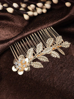 OOMPH - Gold Tone Wedding Party Floral Comb