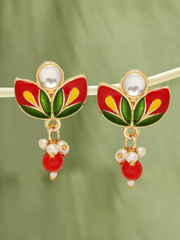 OOMPH - Meenakari Drop Earrings Floral Design