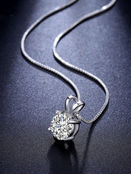 OOMPH - White Silver Tone Round Cubic Zirconia Office-Wear Pendant Necklace