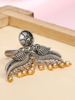 OOMPH - Oxidised Silver Ring - Peacock Design - Tribal / Afghan Theme-