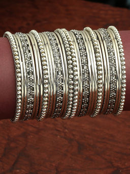OOMPH - Combo Of 30 Oxidised Silver Bangle Set (2.6)