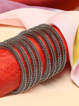 OOMPH - Oxidised Silver Bangles (Pack of 8) (2.6)