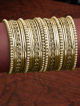 OOMPH - Womens Stylish Latest Antique Gold Bangle Set of 30 (2.6)