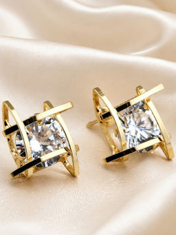 OOMPH - Gold Tone Zirconia Fashion Stud Earrings
