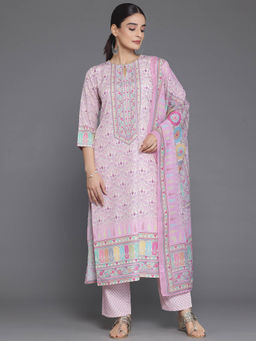 Libas - Women Pink Crepe Printed Kurta with Pant and Dupatta (Set of 3)