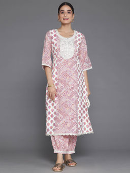 Libas - Women Pink Silk Blend Printed Kurta with Salwar (Set of 2)