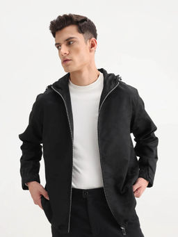 Rare Rabbit - Black Polyester Monogram Print Jacket