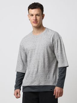 Bewakoof - Air 1.0 Mens Grey Colorblock Oversized T-Shirt