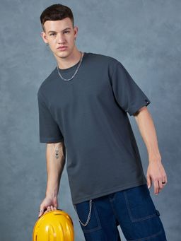 Bewakoof - Heavy Duty 1.0 Men's Grey Textured Oversized T-shirt