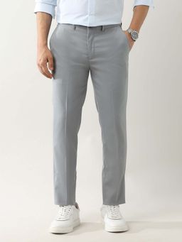 Arrow Newyork - Men Grey Textured Dobby Autoflex Trouser