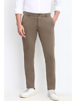 Allen Solly - Men Khaki Crop Fit Solid Casual Trouser