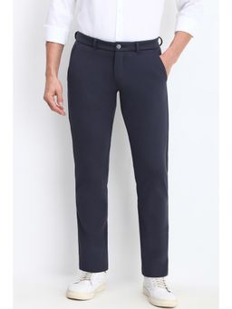 Allen Solly - Men Navy Blue Slim Fit Solid Casual Trouser