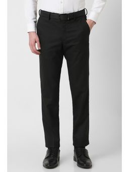 Peter England - Men Black Textured Slim Fit Trouser