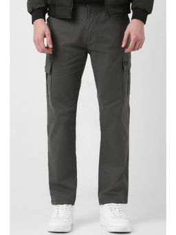 Peter England - Men Grey Solid Relaxed Fit Cargo Pant