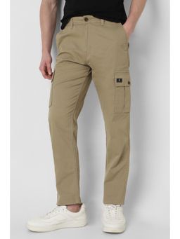 Peter England - Men Khaki Solid Comfort Fit Cargo Pant