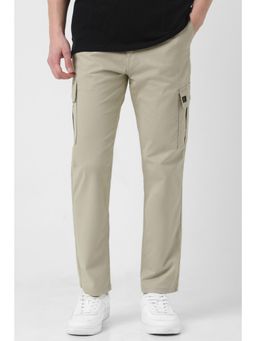 Peter England - Men Beige Solid Relaxed Fit Cargo Pant