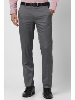 Van Heusen - Men Grey Textured Slim Fit Trouser