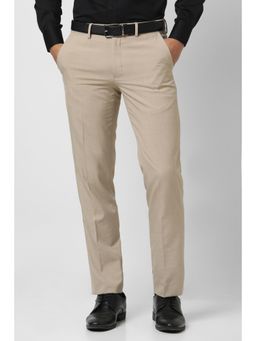 Van Heusen - Men Beige Solid Slim Fit Trouser