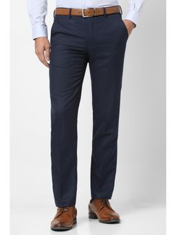 Van Heusen - Men Navy Blue Solid Slim Fit Trouser