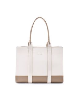 Lino Perros - Beige Color-Blocked Commuter Tote Bag
