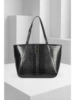 Van Heusen - Women Black Textured Casual Handbag with Detachable Strap