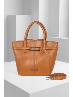 Van Heusen - Women Tan Solid Casual Handbag with Detachable Strap