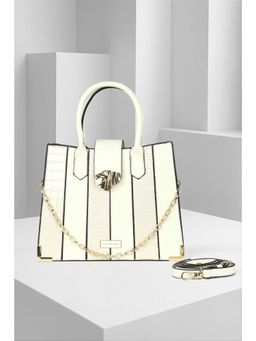 Van Heusen - Women White Textured Casual Handbag with Detachable Strap