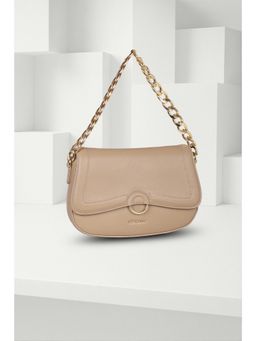 Van Heusen - Women Beige Solid Casual Handbag